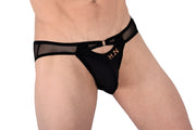 Hidden Thongs O-Ring Pouch Microfibre Mesh Bikini-Black 960 9 - SexyMenUnderwear.com