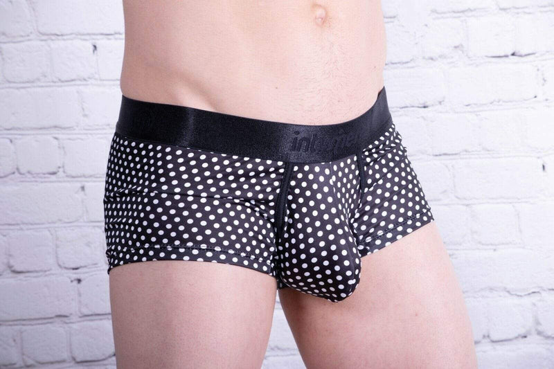 INTYMEN Boxer Mens Underwear Trunk Dots Black Ing053 MX2 - SexyMenUnderwear.com