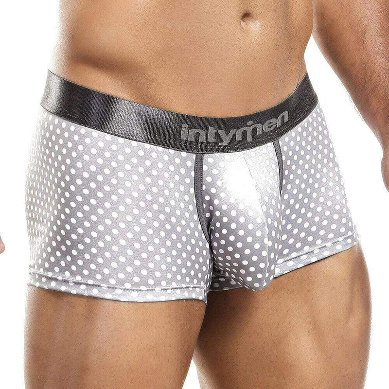 INTYMEN Boxer Mens Underwear Trunk PDots Grey Ing053 MX2 - SexyMenUnderwear.com