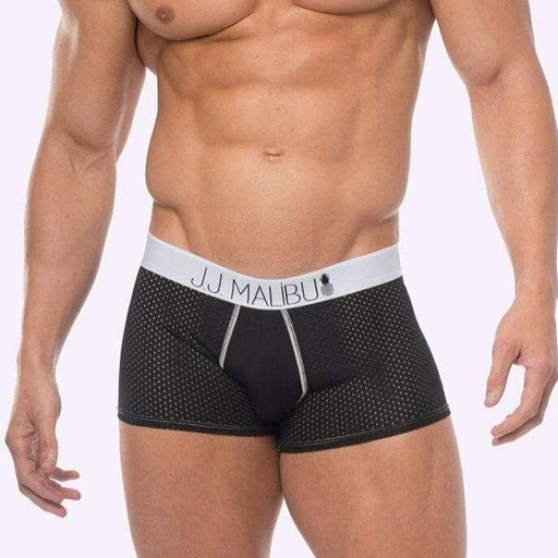 JJ Malibu Mens Underwear Mystery Mens Boxers Mesh Sexy Sports Boxers Black 1 - SexyMenUnderwear.com