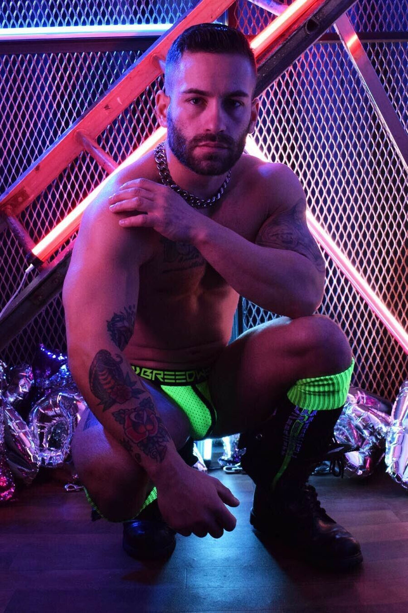 JOCK BREEDWELL ''NIGHTCRAWLER'' Breathable Jockstrap Mesh Pouch Neon Green 18 - SexyMenUnderwear.com