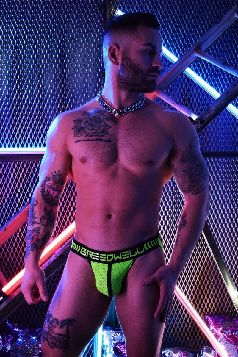 JOCK BREEDWELL ''NIGHTCRAWLER'' Breathable Jockstrap Mesh Pouch Neon Green 18 - SexyMenUnderwear.com