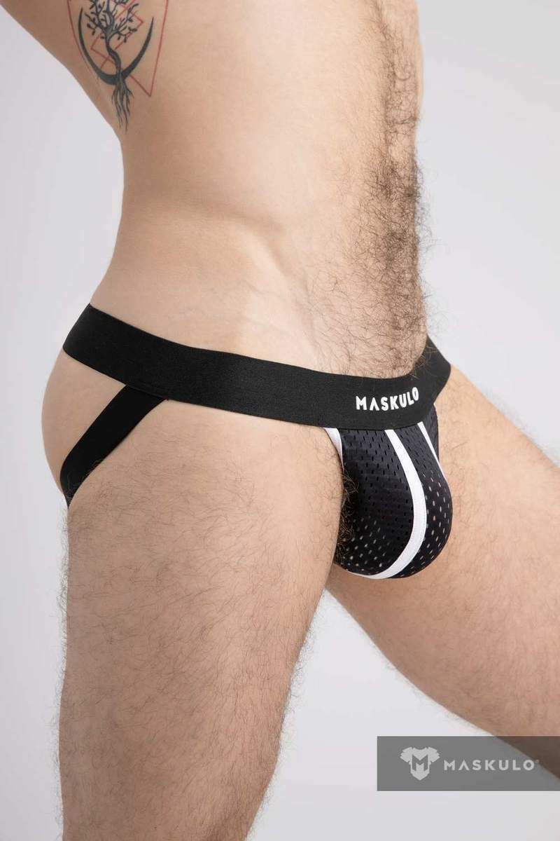 Jock MASKULO Elastic Mesh Jockstrap Breathable Sports Classy White JS076-80 16 - SexyMenUnderwear.com