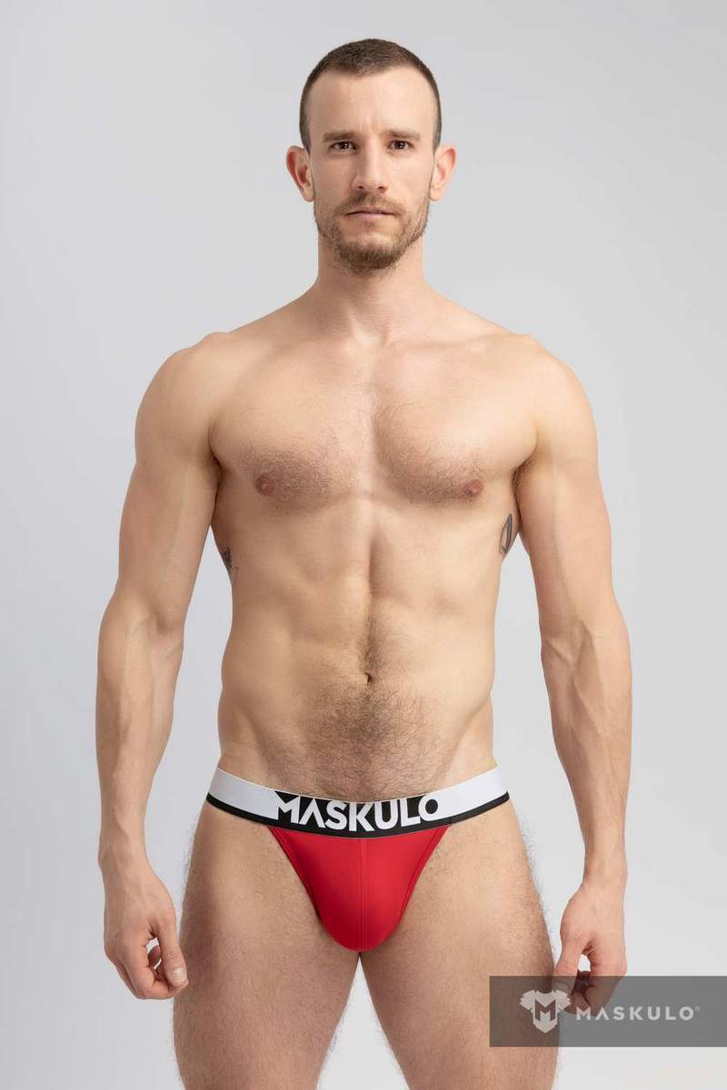 Jock MASKULO Microfiber Jockstraps with Silky Band Red JS162-10 26 - SexyMenUnderwear.com