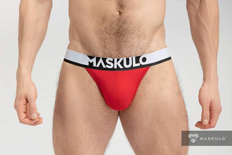Jock MASKULO Microfiber Jockstraps with Silky Band Red JS162-10 26 - SexyMenUnderwear.com
