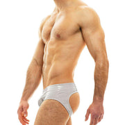 Jock Modus Vivendi Viral Vinyl Bottom Less Jockstrap-Brief Combo Gray 08014 48 - SexyMenUnderwear.com