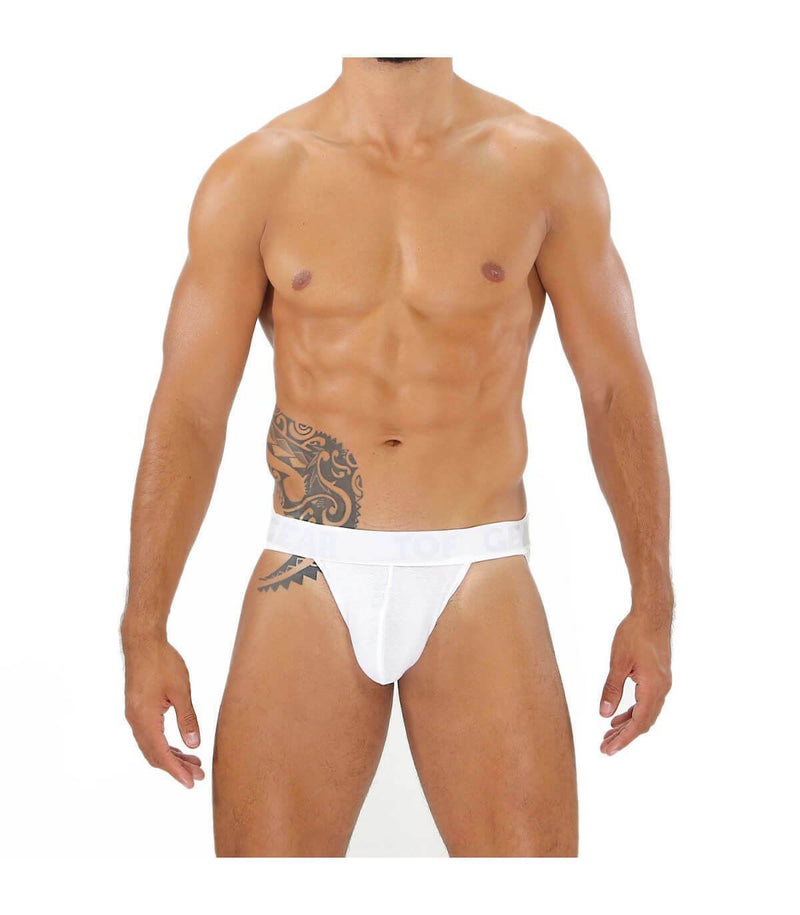Jockstrap TOF PARIS Alpha Jock Sexy Cut Soft Cotton Jersey White 30 - SexyMenUnderwear.com