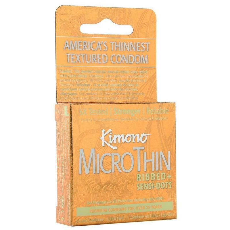 Kimono Micro thin ribbed with senxi dots Textured Type E Condoms in 3 Pack 16 - SexyMenUnderwear.com