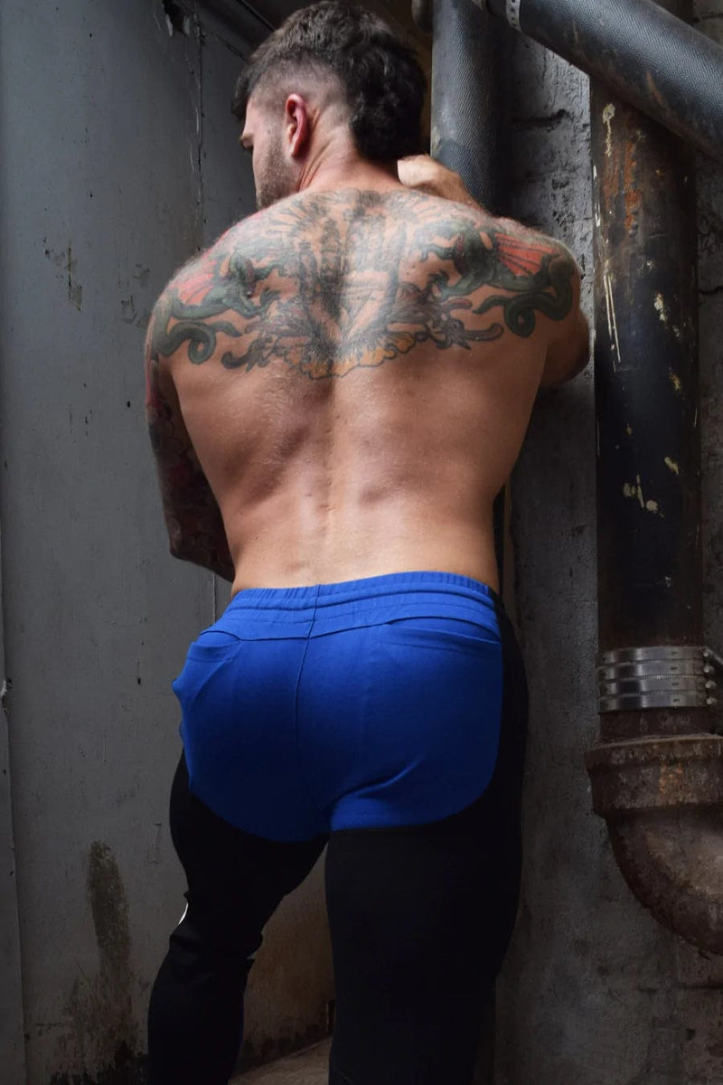 LARGE BREEDWELL Track Pants Moto Chaps With Interior Side Leg Zippers Blue Legging 36 - SexyMenUnderwear.com