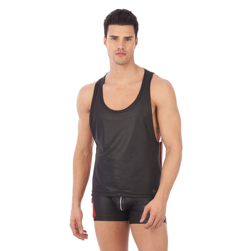 LARGE Gregg Homme Singlet Reckless Zipper Tank Top Black & Red 140702 GT2 - SexyMenUnderwear.com