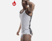LARGE PUMP! Tank Top White Classic “19” Mesh Tanktop 14010 PU2 - SexyMenUnderwear.com