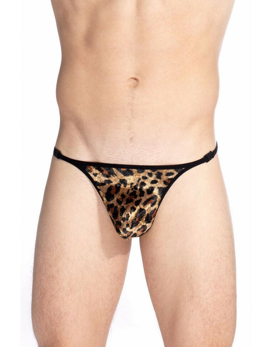 L'Homme Invisible G-String Striptease Leopard Velvet Thong Detachable MY83-VEL 1 - SexyMenUnderwear.com
