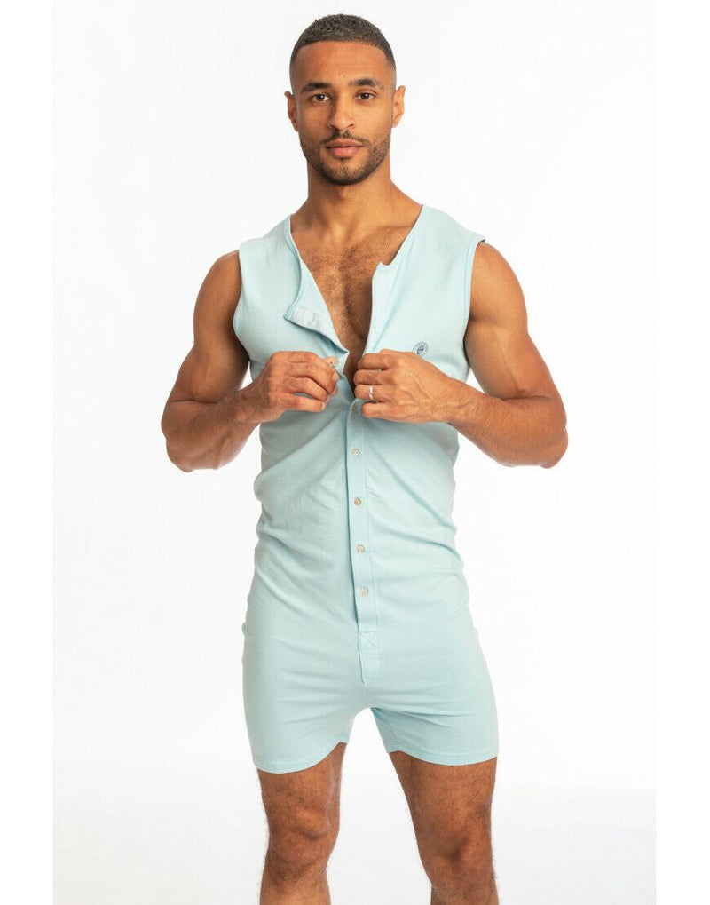 L'Homme Invisible Sleeveless Bodysuit Hypnos Ice Blue Cotton Jersay HW137 9 - SexyMenUnderwear.com