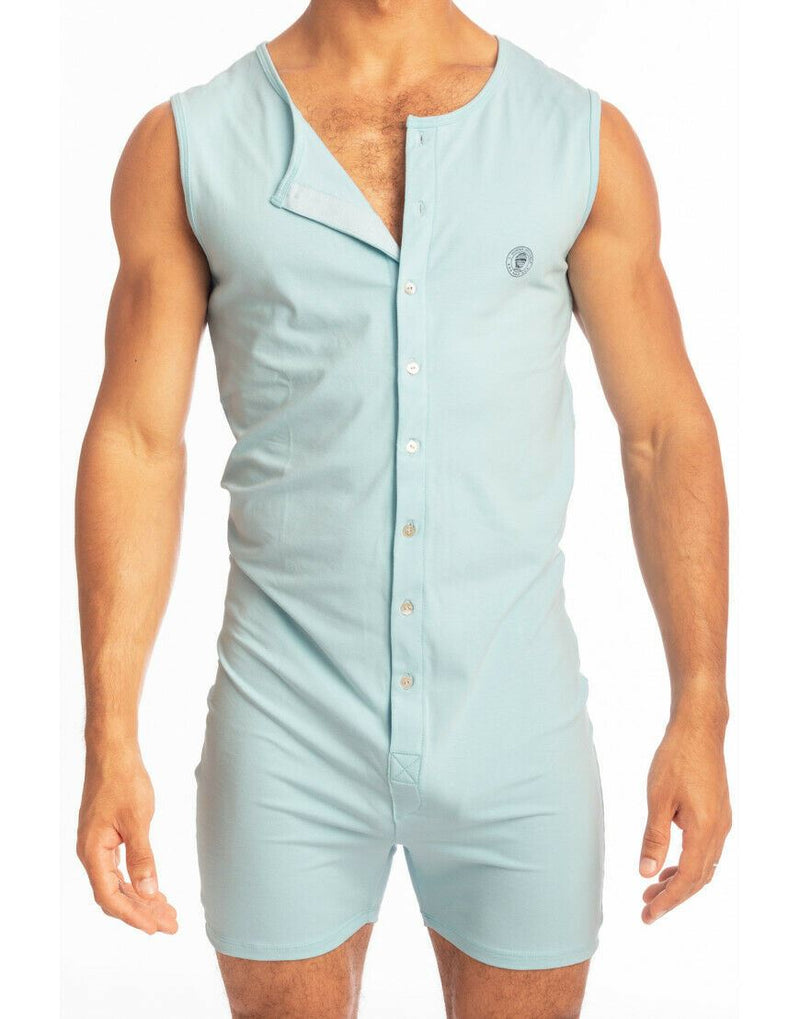 L'Homme Invisible Sleeveless Bodysuit Hypnos Ice Blue Cotton Jersay HW137 9 - SexyMenUnderwear.com