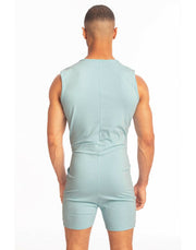 L'Homme Invisible Sleeveless Bodysuit Hypnos Ice Blue Cotton Jersay HW137 9 - SexyMenUnderwear.com
