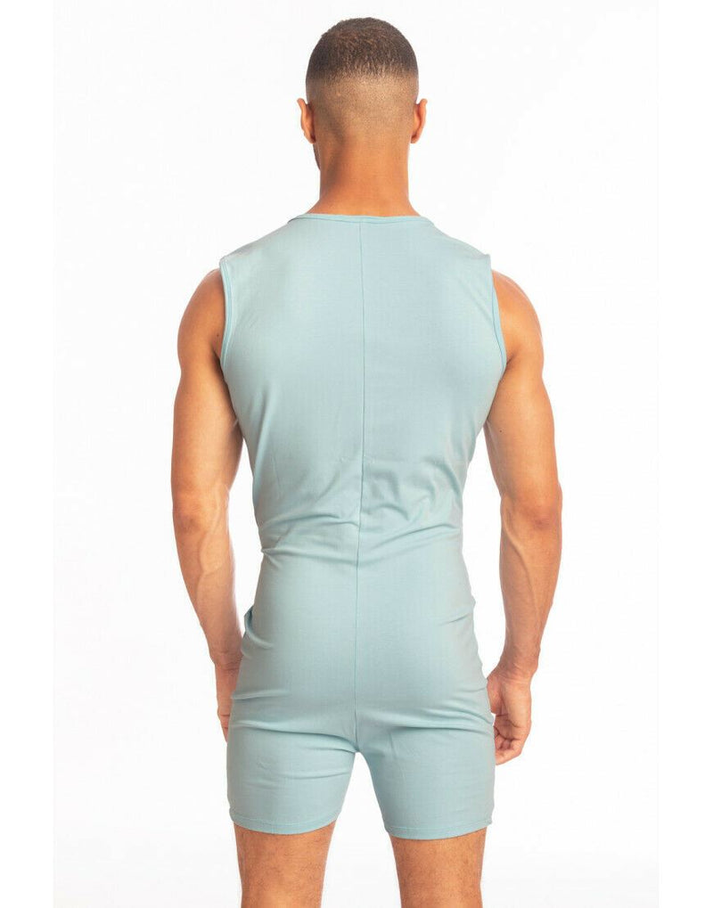 L'Homme Invisible Sleeveless Bodysuit Hypnos Ice Blue Cotton Jersay HW137 9 - SexyMenUnderwear.com