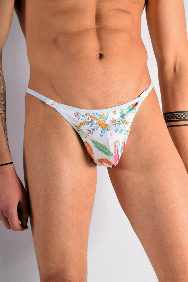 L'Homme Invisible Swim-String Detachable Snap Swim-Thong Floral Pattaya MY11X 2 - SexyMenUnderwear.com