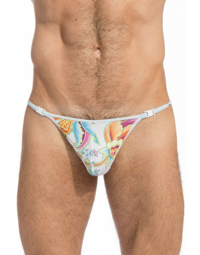 L'Homme Invisible Swim-String Detachable Snap Swim-Thong Floral Pattaya MY11X 2 - SexyMenUnderwear.com