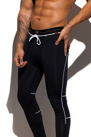 LVW AMSTERDAM Gold Legging Smooth Zippered Sports Leggings Black 18 - SexyMenUnderwear.com