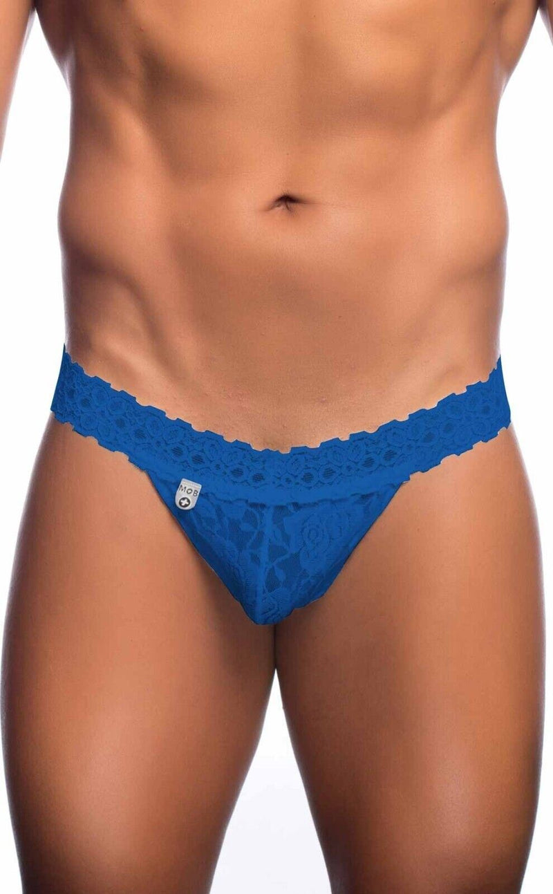 MALEBASICS Lace Thong MOB Eroticwear Waist Thongs Royal MBL29 3 - SexyMenUnderwear.com