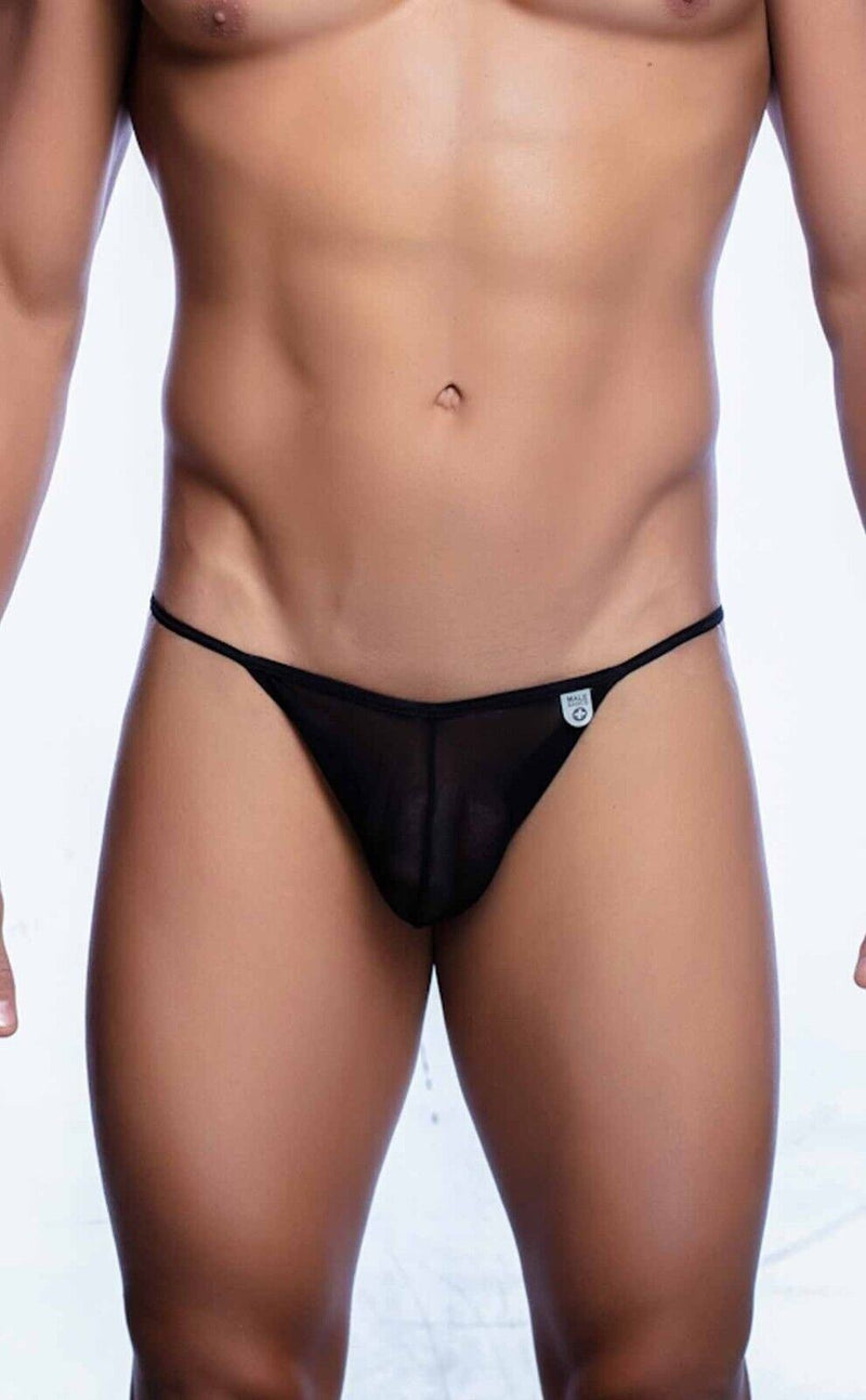 MALEBASICS String Tulle Bikini See Through Thong Contour Pouch Black MBL03 4 - SexyMenUnderwear.com