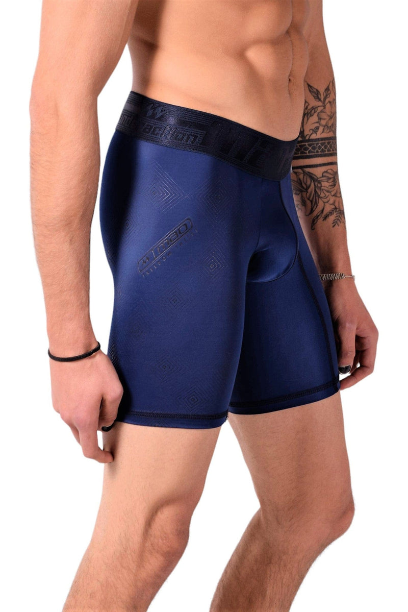 MAO Sport Boxer Shorts New Gel Print Design Quick-Dry Long Boxer Navy Azul 7061 12 - SexyMenUnderwear.com