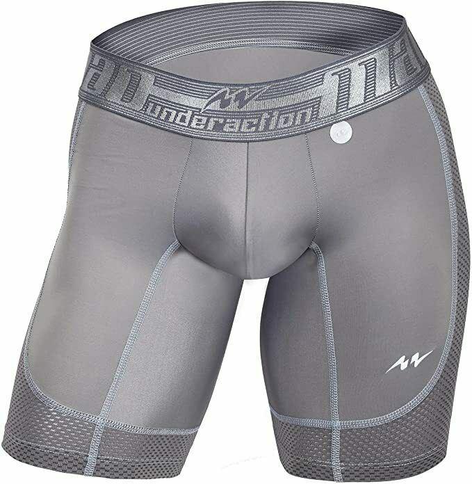 Mao Sports Boxer Compression Shorts Mid-Cut MicroFibre Sportwear Gray 7021 3 - SexyMenUnderwear.com