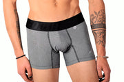 MAO SPORTS Boxer Short Stripe Line Stretching Resistance Microfiber Black Band 2 - SexyMenUnderwear.com