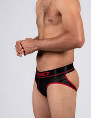 MAO Sports Jockstrap Suspensorio Line Perforated Mesh Gym Jock Black 1 - SexyMenUnderwear.com
