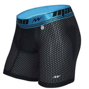 MAO Sports Long Boxer Shorts Perforated Microfiber Blue Band Neon Black 7034 6 - SexyMenUnderwear.com