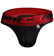 MAO Sports Thongs With Curved Stretchy Mesh Thong Elastic Waist Black & Red 11 - SexyMenUnderwear.com