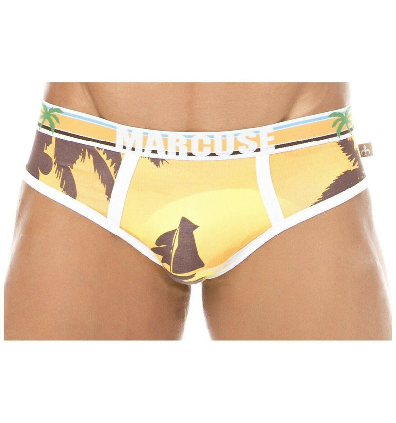 Marcuse Brief Ibiza Sunset Classic Elastic Band Fashion Slip Yellow 5415 4 - SexyMenUnderwear.com