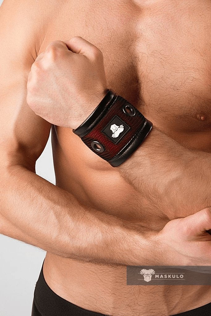 MASKULO Accessory Wristband Snaps 3D Mesh 1pc Red AC065-10 31 - SexyMenUnderwear.com