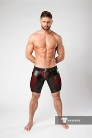 MASKULO Armored Color-Under Short Cycling Zipped Rear 3D Mesh Red SH062-10 34 - SexyMenUnderwear.com