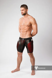 MASKULO Armored Color-Under Short Cycling Zipped Rear 3D Mesh Red SH062-10 34 - SexyMenUnderwear.com