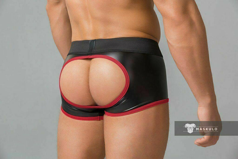 MASKULO Boxer-Jock Combo Bottomless Youngero Mesh Red TR050-10 5 - SexyMenUnderwear.com