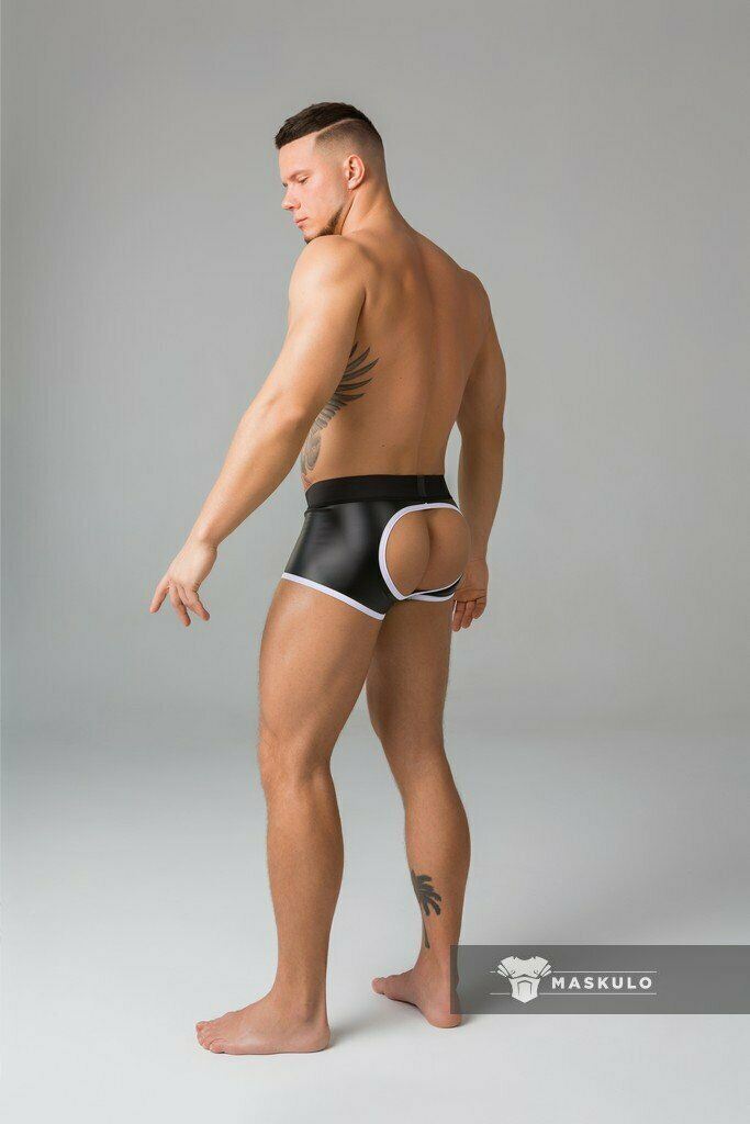 MASKULO Boxer Trunks Backless Youngero Neon White TR050-80 5 - SexyMenUnderwear.com