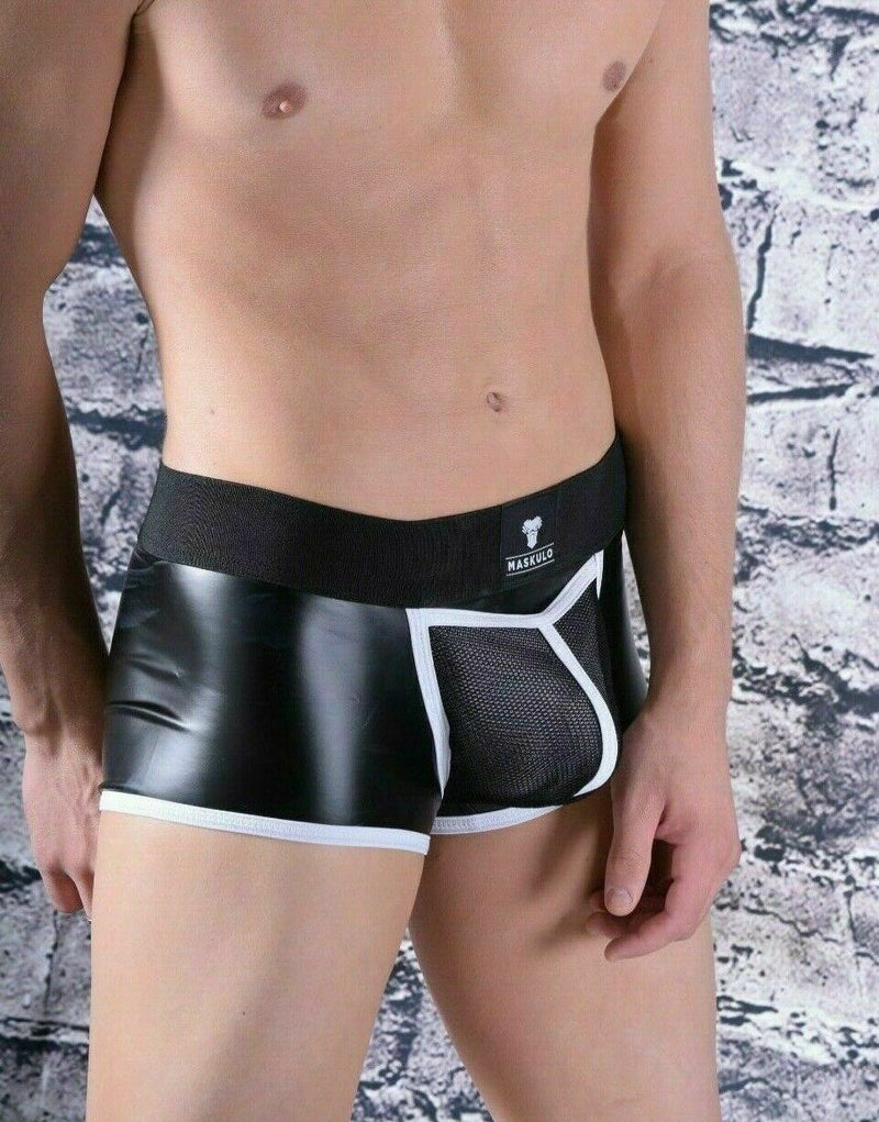 MASKULO Boxer Trunks Youngero Mesh Codpiece Regular Rear White TR051-80 20 - SexyMenUnderwear.com