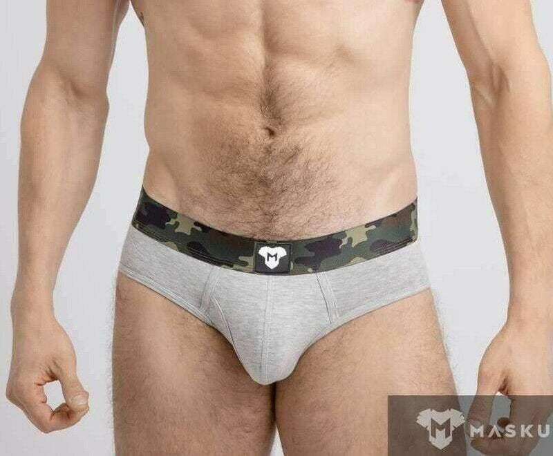 MASKULO Briefs Soft Silky Elastic Band Military Brief Grey BR160-93 24 - SexyMenUnderwear.com