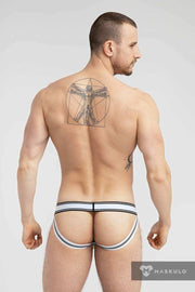 MASKULO College Cotton Jockstraps Two Pockets Codpiece Black&White JS161-94 28 - SexyMenUnderwear.com
