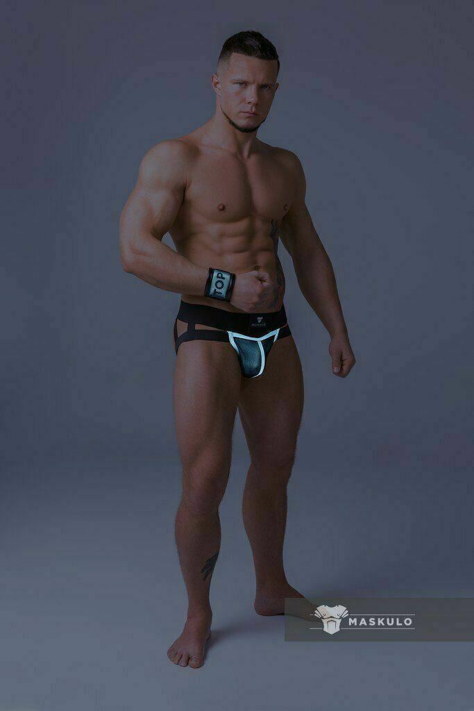 MASKULO Jock 2 Layer 3D Mesh Jockstraps Neon-White JS050-80 12 - SexyMenUnderwear.com