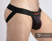 MASKULO Jock Two-Layerd Mesh Jockstrap Soft Microfiber Red JS075-10 26 - SexyMenUnderwear.com