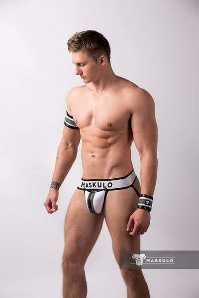 MASKULO Jockstrap With Detachable Codpiece Neon White JS30-4-80 4 - SexyMenUnderwear.com