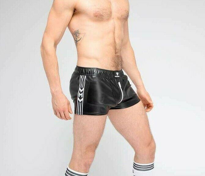 MASKULO Short Leatherette Jogging Shorts SKULLA Black Runner Shorts SH072-80 6 - SexyMenUnderwear.com