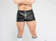 MASKULO Short Leatherette Jogging Shorts SKULLA Black Runner Shorts SH072-80 6 - SexyMenUnderwear.com