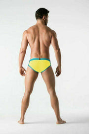 MASKULO Swim-Brief BeGuard Adjustable Swimwear SHARK Glow Yellow SW0806-31 32 - SexyMenUnderwear.com