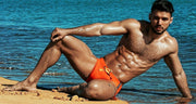 MASKULO Swim-Brief Drawstrings Swimwear Adjustable Quick Dry Carrot SW0804-17 33 - SexyMenUnderwear.com