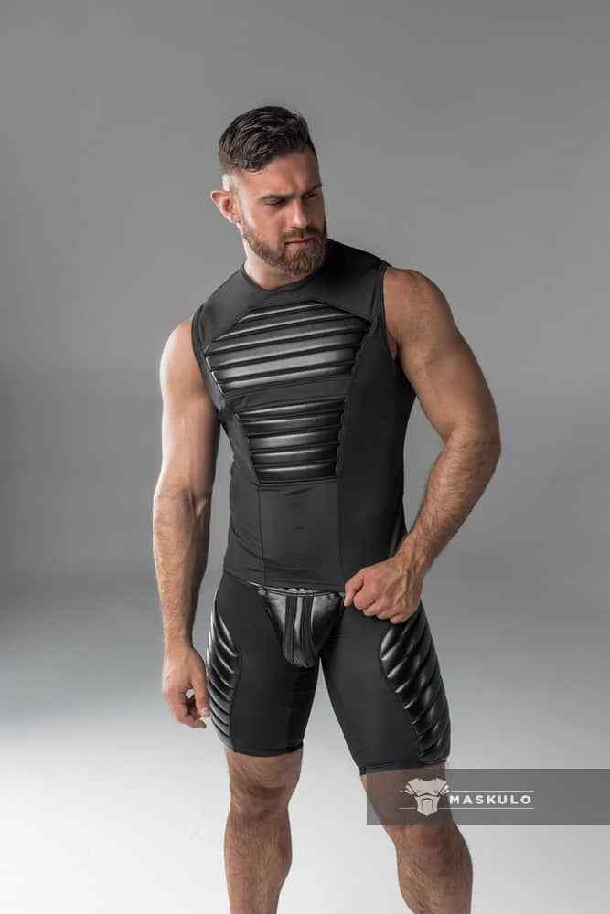 Maskulo Tank Top Armored Mens TankTop Spandex With Front Pads TP20-90 36 - SexyMenUnderwear.com
