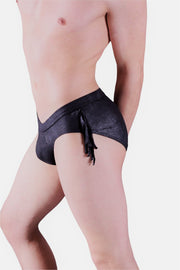 MEDIUM Gregg Homme Fringed Brief Charcoal MX5 9 - SexyMenUnderwear.com