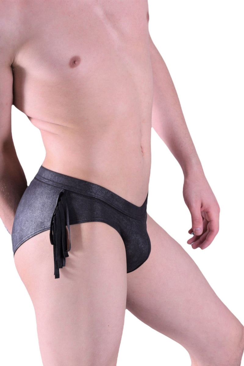 MEDIUM Gregg Homme Fringed Brief Charcoal MX5 9 - SexyMenUnderwear.com